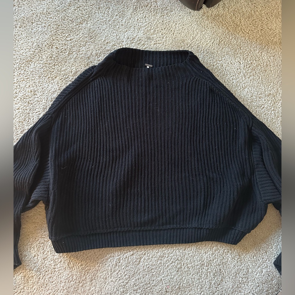 Free People Sweater, Heavy Knit, black, size XS